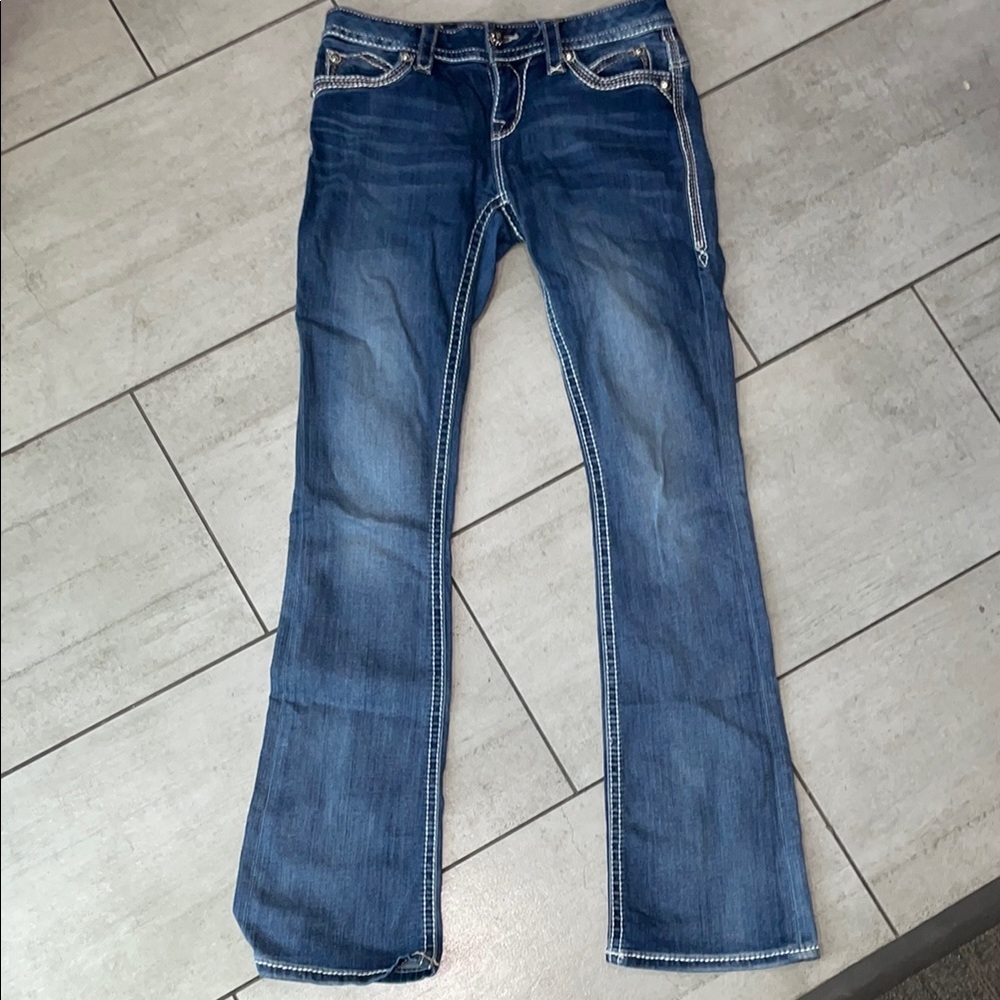 Classic Blue Boot Cut Jeans with Faded Denim Rock Revival 27x33